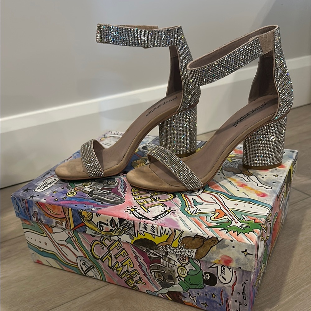 Jeffrey Campbell Rhinestone Ankle Strap Sandals - Picture 1 of 7